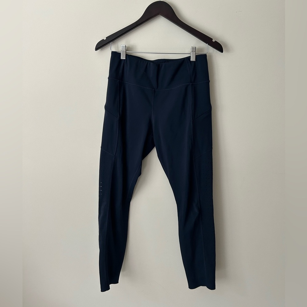 Athleta Navy Blue High Rise Leggings Laser Cut Size Medium